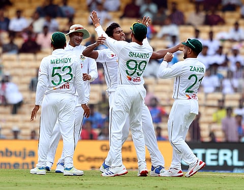 Bangladesh team during the first Test match against India in Chennai.