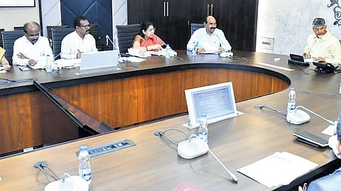 Chief Minister N Chandrababu Naidu holds a review meeting with the Law Department officials on Monday