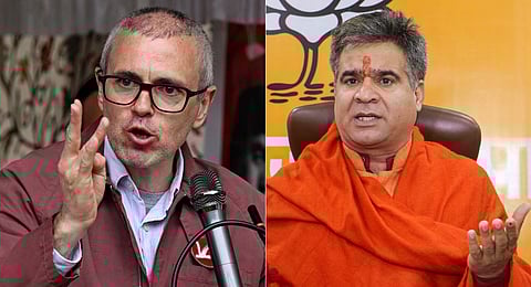 (L-R) Former Jammu and Kashmir CM Omar Abdullah and BJP J-K chief Ravinder Raina.