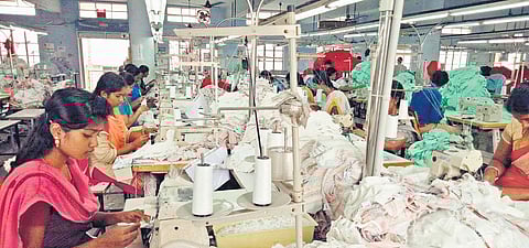 Workers at a knitting unit in Tiruppur