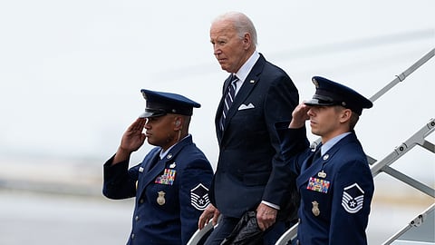 President Joe Biden arrives at John F. Kennedy International Airport in New York, Monday, Sept. 23, 2024, to attend the 79th session of the United Nations General Assembly.