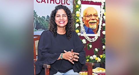 Tara K George, daughter of the late filmmaker K G George, at her father’s remembrance function held in Kochi 
on Tuesday