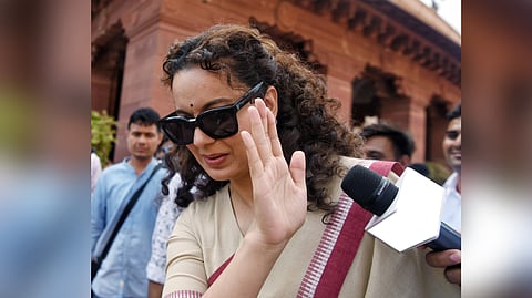 BJP MP Kangana Ranaut at the Parliament House during the Monsoon Session, in New Delhi, August 8, 2024.