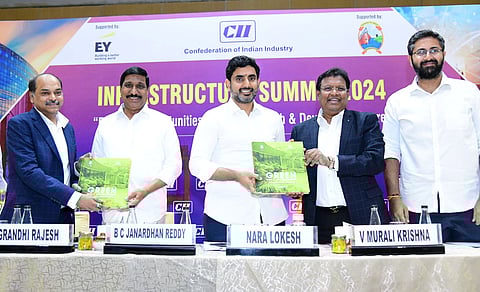 Minister for IT Nara Lokesh during CII summit in Visakhapatnam on Wednesday. Express