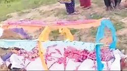 The family at the site of cremation