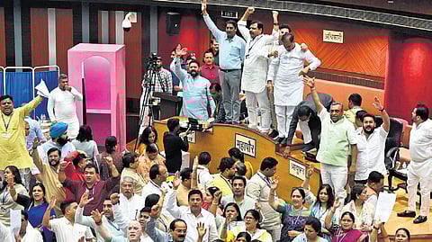 Councillors during a meeting for the election of the MCD Standing Committee