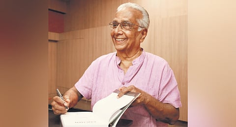 M K Das during the release of his book on Tuesday 