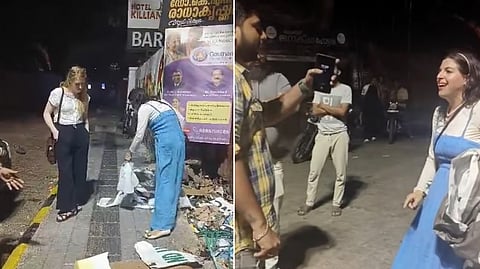 Zara Michele Shilansky seen tearing down pro-Palestine posters at Fort Kochi in April.