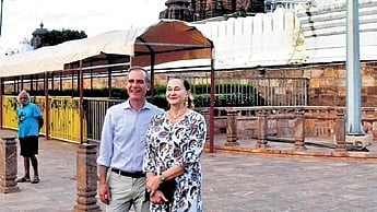 US Ambassador Eric Michael Garcetti along with his wife and children on Saturday went around the Parikrama of Shree Jagannath Temple here.