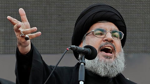 Hezbollah leader Sheik Hassan Nasrallah speaks during Ashura last year.
