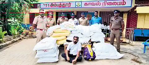 The 500kg of gutka seized in Ambattur on Sunday