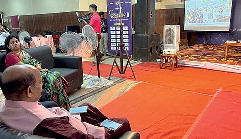 Odisha BJP president Manmohan Samal watching PM Modi’s Mann Ki Baat