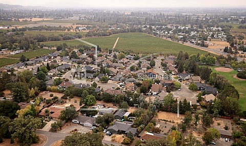 This aerial photo shows a subdivision at the site of a proposed resort and casino development, Sept. 17, 2021, near Windsor, Calif. (Kent Porter/The Press Democrat via AP)