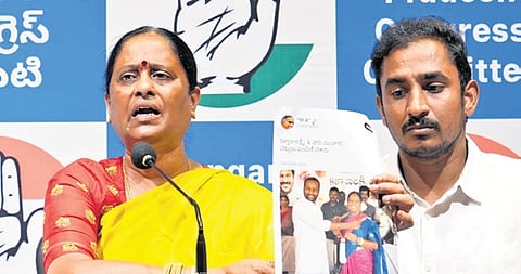 Endowments Minister Konda Endowments Minister Konda Surekha speaks during a press meet at Gandhi Bhavan in Hyderabad