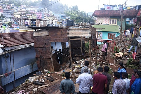 A 42-year-old private schoolteacher was killed in a landslide caused by a heavy downpour on Sunday night in Coonoor in Nilgiris.