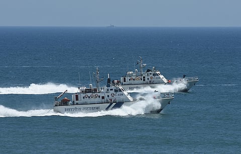Indian coast guard ships patrolling.