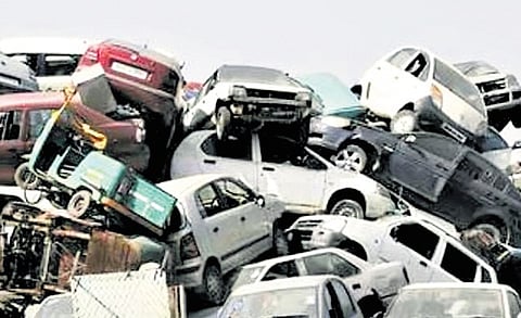 The Telangana government on Tuesday began implementation of the Centre’s Vehicle Fleet Modernisation Policy by unveiling a vehicle scrapping policy for the state. 