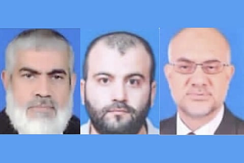 From left - Rawhi Mushtaha, the Head of the Hamas government in Gaza , Sami Oudeh, Commander of Hamas' General Security Mechanism, Sameh al-Siraj, who held the security portfolio on Hamas' political bureau and Hamas' Labor Committee