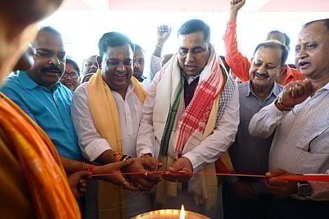 Minister Jayanta Malla Baruah inaugurating the co-district commissioner’s office at Ramkrishna Nagar, Karimganj on Friday