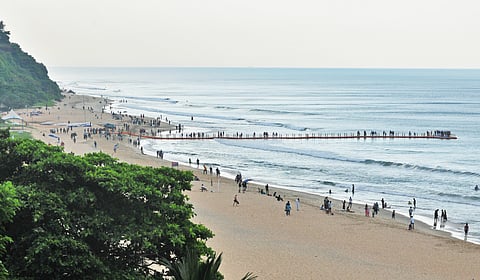 The floating bridge at Papanasam beach in Varkala, Thiruvananthapuram, before it was closed down following a mishap in March.