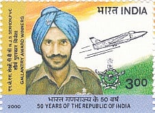 A stamp in honour of flying officer Nirmal Jit Singh Sekhon (PVC)