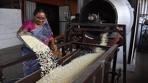 Ahead of Ayudha Puja and Vijayadashami, puffed rice (Pori) makers are disappointed due to a huge dip in demand and a spike in rice prices.