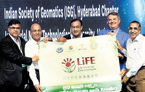 The release of the Mission LiFE poster in Hyderabad on Tuesday