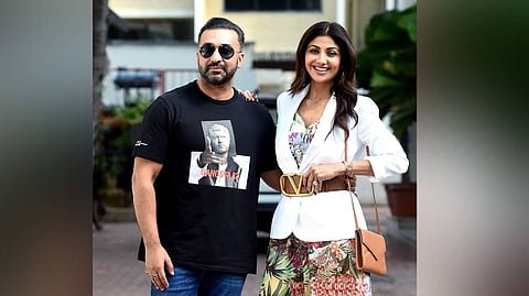 Bollywood actress Shilpa Shetty is seen with her husband Raj Kundra in Mumbai.