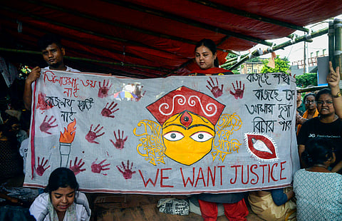 Junior doctors during their fast-unto-death protest 