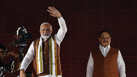 Prime Minister Narendra Modi with Union Minister and BJP National President JP Nadda. 