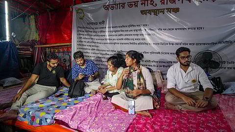 Junior doctors during their fast-unto-death protest 