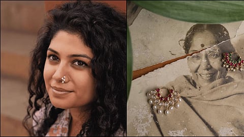 Flower motif design from Athangudi collection, Oviyam collection draws upon the classic Raja Ravi Varma palette