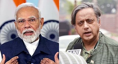 (L-R)) A collage of Prime Minister Narendra Modi and Congress MP Shashi Tharoor.