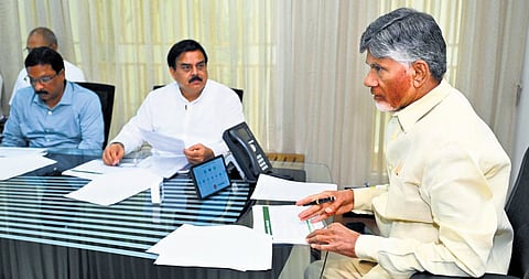 Chief Minister Nara Chandrababu Naidu holds a review meeting with Civil Supplies officials on the price rise of essential commodities on Saturday
