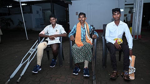 The victims with their prosthetic legs