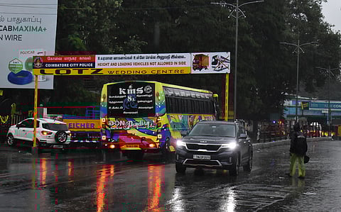 The Coimbatore city police have installed a height barrier in front of the Langa Corner underpass.