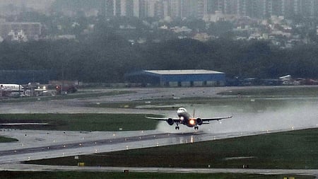 Many flights were diverted as heavy rains resulted in low visibility and made the landing a difficult process. 