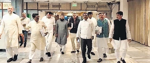 Opposition MPs boycott the JPC meeting in New Delhi on Tuesday.
