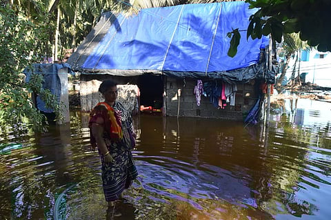 Misery still in Azhickal and Pillaithoppu costal village as workers are involved in removing heaps of sand and pumping out water