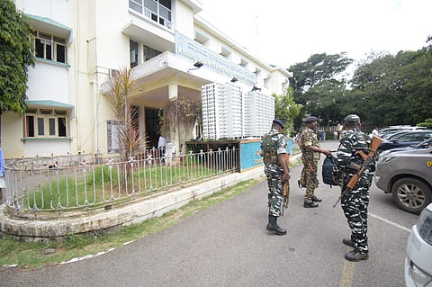 ED officials at the MUDA office in Mysuru on Friday.