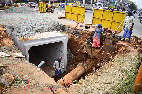 Image of storm water drain construction used for representative purpose.