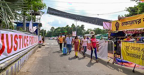 The agitation site of the junior doctors protesting over the RG Kar Medical College and Hospital rape and murder incident, in Kolkata, Friday, Oct. 18, 2024. 