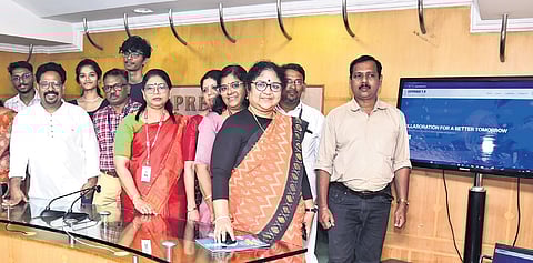 Higher Education Minister R Bindu after the press meet where she launched the website of the Udyama 1.0 higher education conclave 