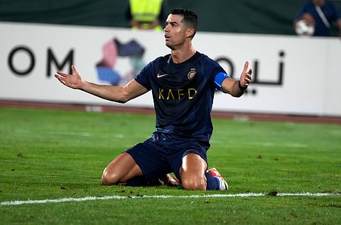 Saudi Arabia's Al Nassr Cristiano Ronaldo reacts in a match with Iran's Persepolis during their AFC Champions League soccer match at the Azadi Stadium in Tehran, Iran