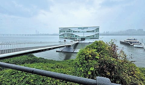 One of the floating amenities developed on the Hangang river in Seoul, South Korea