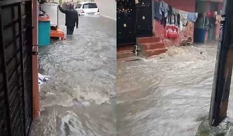 Scenes from Ramakrishna Nagar area being extremely flooded due to the rains