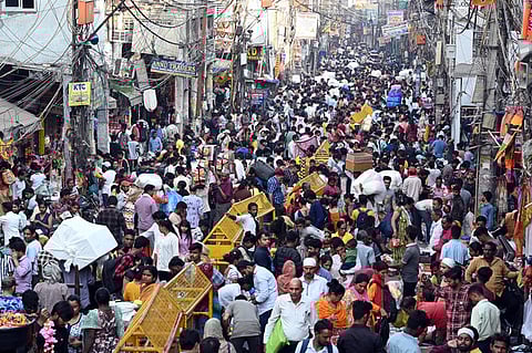 Representative image of streets crowded with people shopping ahead of the Diwali.