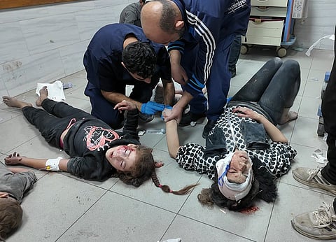 Palestinians geting treated at the Kamal Adwan hospital in northern Gaza. 