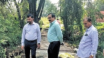 HMWSSB Managing Director K Ashok Reddy checks the Osmansagar Raw Water Conduit on Friday