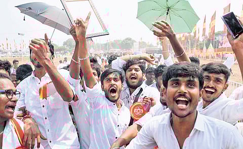 Organisers claimed arrangements were made for around two lakh people, but half of the seats in the venue had filled by around 6 am